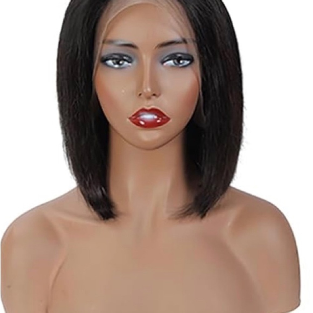 Natural Black Women's Hair Wig 12 inches Human Hair. Free Shipping.